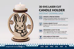 Cute Winter Animal Candle Holder SVG | Laser Cut Decor Product Image 3