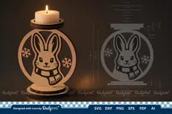 Cute Winter Animal Candle Holder SVG | Laser Cut Decor Product Image 2