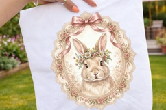 Vintage Easter Bunny in Lace Frame Coquette PNG Product Image 2