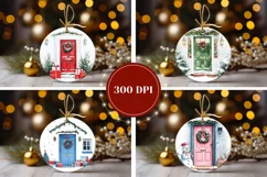 Christmas Wreath Ornaments, Watercolor Door Ornament PNG Product Image 2