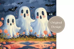 Kawaii Halloween Tumbler Wrap, Funny Ghost Tumbler Design Product Image 2