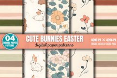 Cute Bunnies Easter Digital Background PNG Product Image 1
