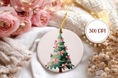 Christmas Pink Bows Ornament, Christmas Round Ornament Product Image 2