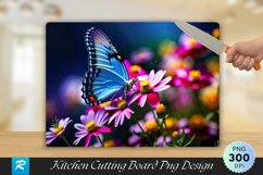 Butterfly With Flowers Cutting Board Sublimation Design Product Image 1