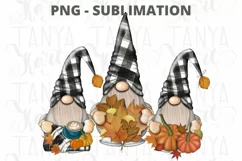 Fall Gnomes Png Pumpkin Autumn Leaves Buffalo Plaid Product Image 4