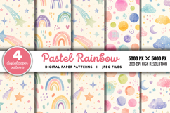 Pastel Rainbow Digital Paper JPG Product Image 1