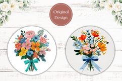 Flower Bouquet Car Coaster, Spring Flowers Round Coasters Product Image 2