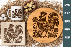 Rooster laser SVG PNG| Floral Chicken Cutting Board Product Image 1