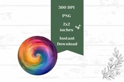 Colorful Round Earrings, Rainbow Round Earring Sublimation Product Image 2