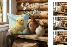 Easter Eggs Pillow Designs, Easter Chick Pillow Template Product Image 2