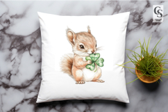 Cute Squirrel Four Leaf Clover Clipart Sublimation PNG Product Image 2