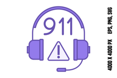 Purple Emergency Number Icon. 911 Product Image 1