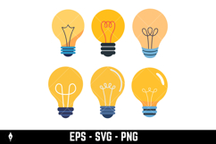 A set of flat vector icons showing various light bulbs Product Image 2