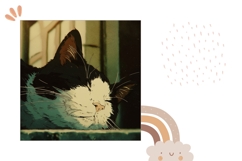 Cartoon Cat Pillow Design, Animals Pillow Sublimation Product Image 2