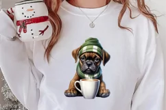 Christmas Dog And Coffee Clipart, Christmas Clipart Product Image 2