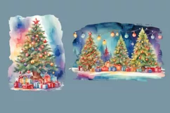 Watercolor Christmas tree cliparts. 4 PNG sublimation Product Image 5