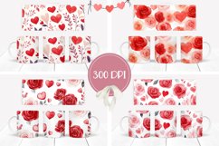 Watercolor Flowers Mug Designs, Red Roses Mug Sublimation Product Image 2