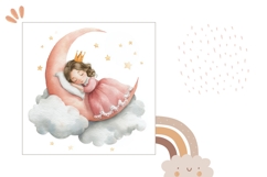 Watercolor Princess Pillow Design, Cartoon Moon Pillow Case Product Image 2