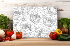 Rose Lineart Flower Cutting Board | Cutting Board png Product Image 2