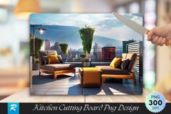 Chairs on Rooftop Cutting Board Sublimation Design Product Image 1