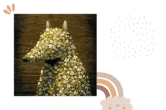 Floral Wolf Pillow Design, Cartoon Flowers Pillow PNG Product Image 2