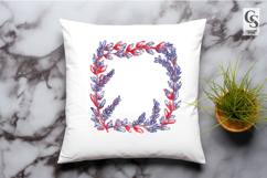 Patriotic Floral Frame Watercolor Clipart PNG Product Image 2