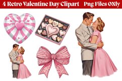 Retro Valentine Day Clipart PNG Product Image 1