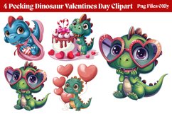 Peeking Dinosaur Valentines Day Clipart PNG Product Image 1