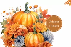 Watercolor Pumpkins Tumbler Wrap, Thanksgiving Tumbler Wrap Product Image 2