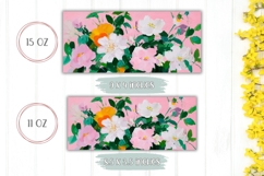 Pink Peony Mug Wrap Design, Cute Flowers Mug Sublimation Product Image 2