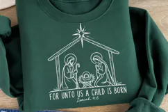 For Unto Us a Child Is Born PNG, Isaiah 9:6 Nativity Christm Product Image 2