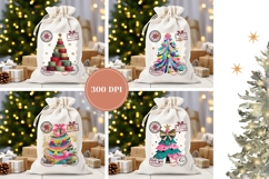 Cartoon Christmas Tree Santa Sack Designs, Christmas PNG Product Image 2
