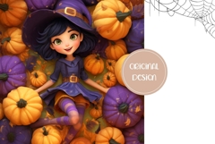 Cartoon Halloween Witch Backgrounds, Kids Halloween PNG Product Image 2