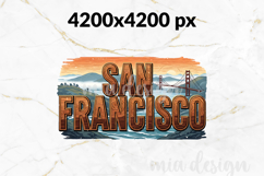 San Francisco PNG, Vintage Golden Gate Bridge Sublimation Product Image 2