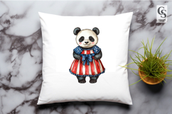 Cute Panda Patriotic Dress Watercolor Clipart PNG Product Image 2