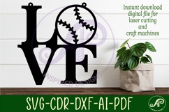 Love Baseball word wall art sign, SVG file. vector Product Image 2