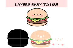 Cute Hamburger SVG Bundle | Kawaii Burger Clipart | Digital Product Image 3