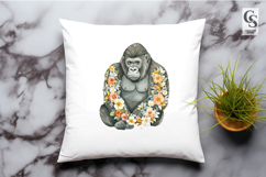 Watercolor Floral Gorilla Clipart Sublimation PNG Product Image 2