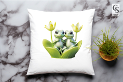 Cute Frog Couple Nature Illustration Clipart Sublimation PNG Product Image 3