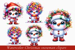 Watercolor Christmas snowman clipart, snowman bundle Product Image 3