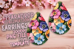 Beautiful Floral Oil Art Teardrop Earrings for Sublimation Product Image 1