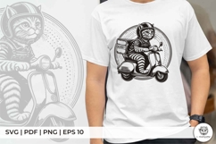 Cool Cat Rider on Classic Motorcycle Product Image 2