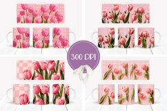 Pink Mug Wrap Designs, Pink Tulips Mug Template Product Image 2