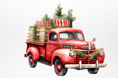 Christmas Cars Watercolor clipart PNG Product Image 2