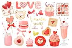 Watercolor Valentines Day Sweets Product Image 1