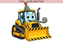 Construction Birthday Bulldozer PNG, Cute Party Bulldozer Product Image 2