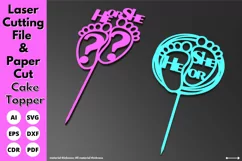 Cake toppers svg for baby gender reveal - Paper & laser cut Product Image 3