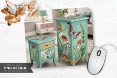 Butterfly And Floral Hand Painted Furniture Mouse Pad PNG Product Image 1