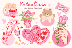 Valentine Coquette Clipart Bundle Pink Bows, Hearts png svg Product Image 2