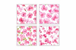 Watercolor Pink Geranium Flower Digital Papers Product Image 2